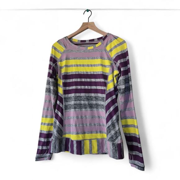 Lululemon Race Your Pace Striped Long Sleeve Running Top Size 10 - Picture 2 of 9